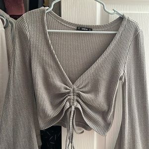 SHEIN grey bell bottom sleeve shirt